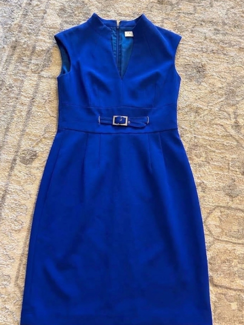 Trina Turk Royal Blue Sleeveless Belted Sheath Dress